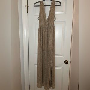 Gold sexy long dress